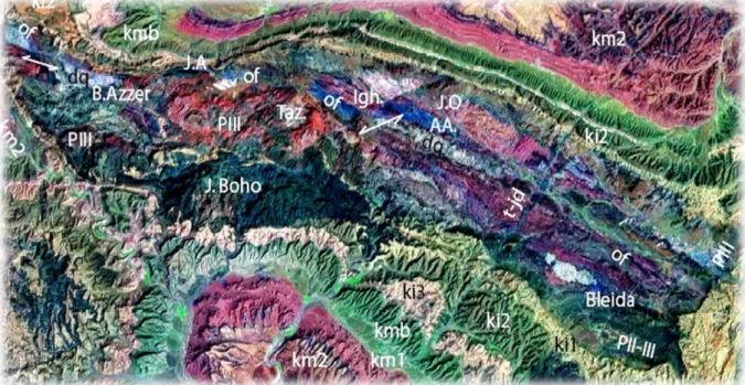 Figure 1.2 : Landsat image of the Bou Azzer-El Graara inlier (see fFigure G1 for location)