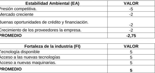 Cuadro 7. Matriz PEEA. Posición Estratégica Externa 