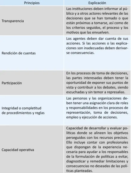 Cuadro 3.  PRINCIPIOS DE BUEN GOBIERNO (MARCO TAPIC)*