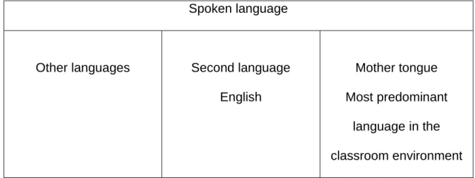 Table 4.4 Spoken language predominance in class 