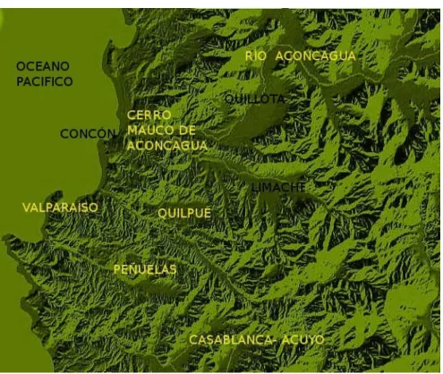 Mapa 1: Contexto en el que se levanta el cerro Mauco de Aconcagua 