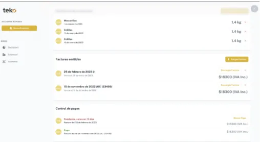 Figura 3.3: Web de gesti´ on TEKO. Perfil de empresa
