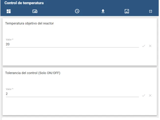 Figura C.4: Panel de control de la temperatura