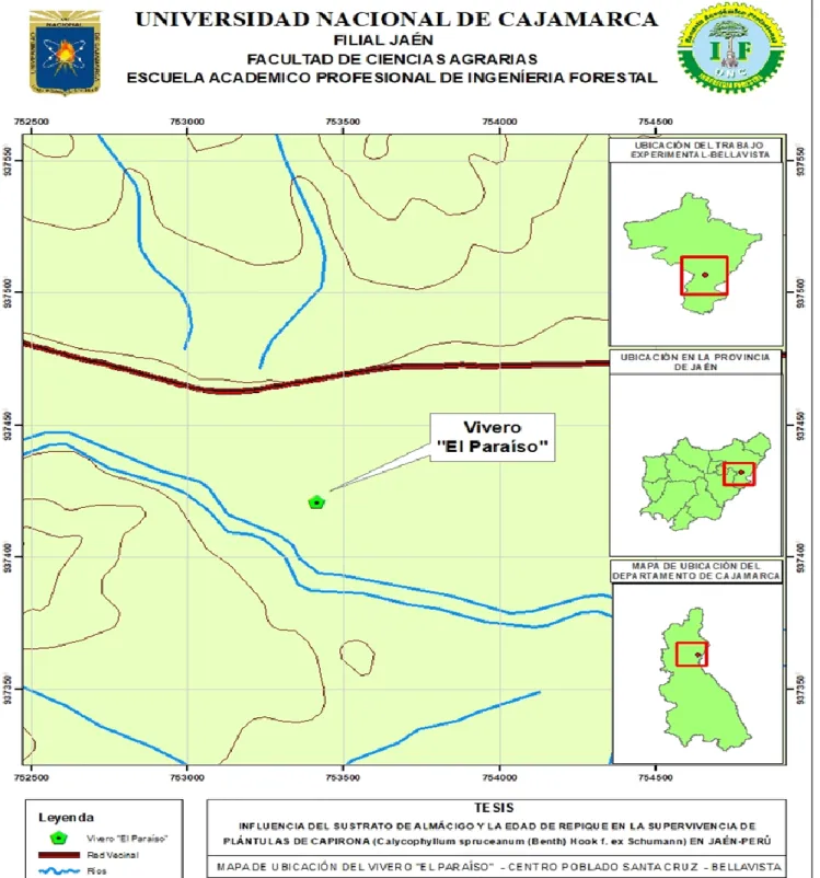 Figura 5. Mapa de ubicación del lugar de ejecución del experimento. 
