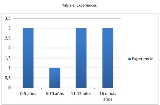 Tabla 6. Experiencia. 