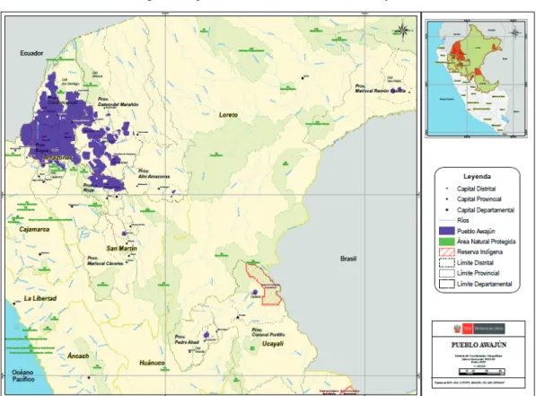 Mapa 1. Mapa de Ubicación del Pueblo Awajún. 