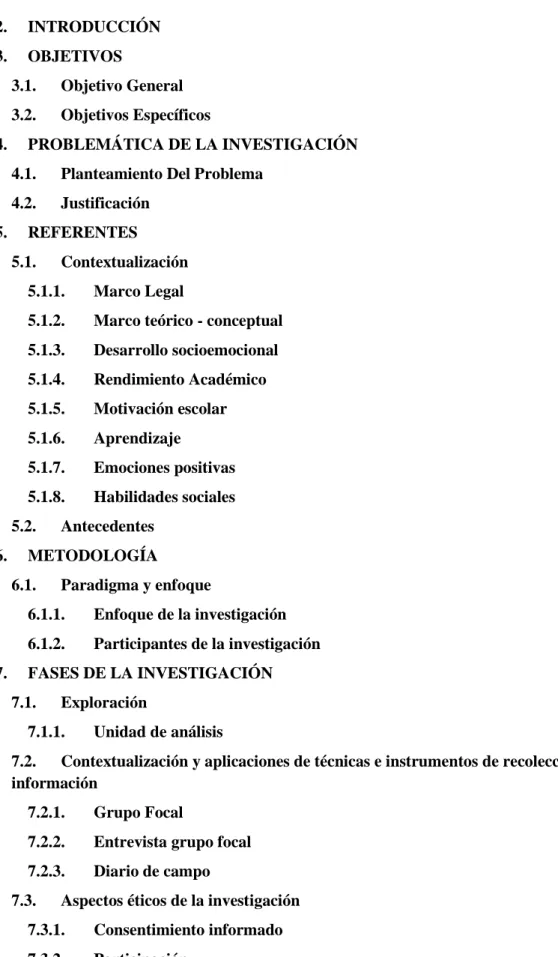 TABLA DE CONTENIDO 