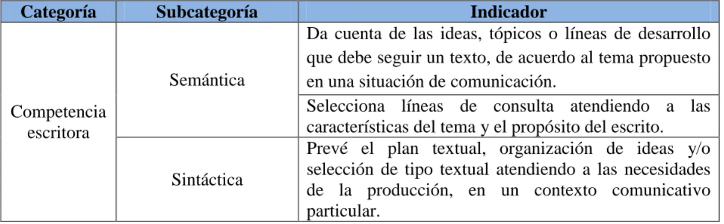 Tabla 6. Categorías y subcategorías de análisis 