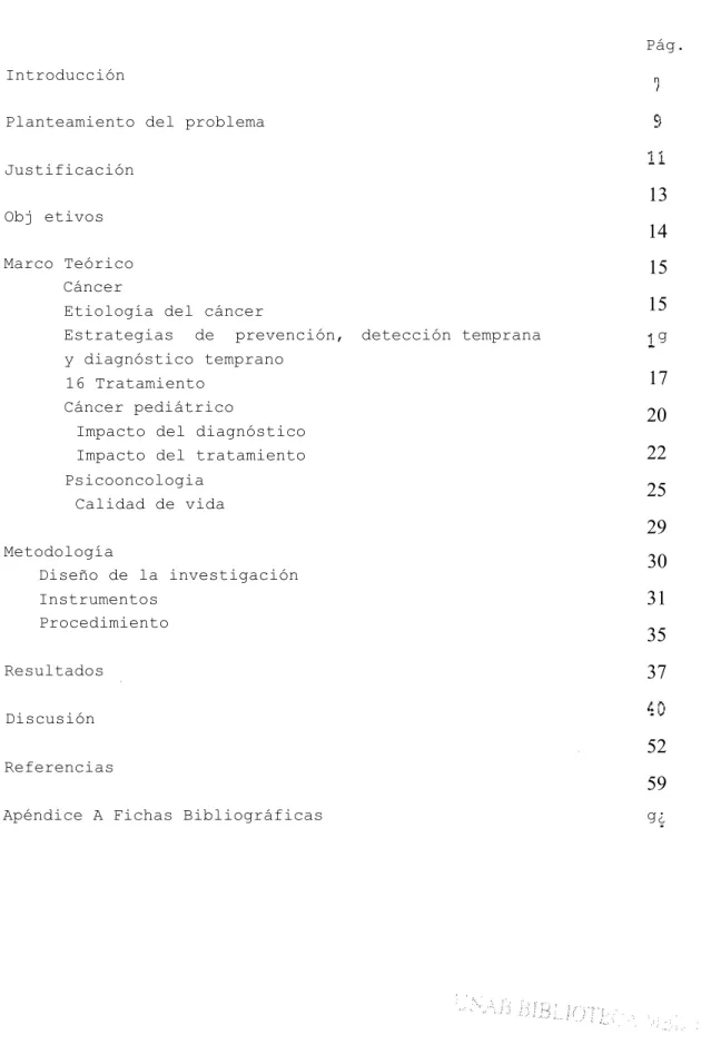 Tabla de Contenido