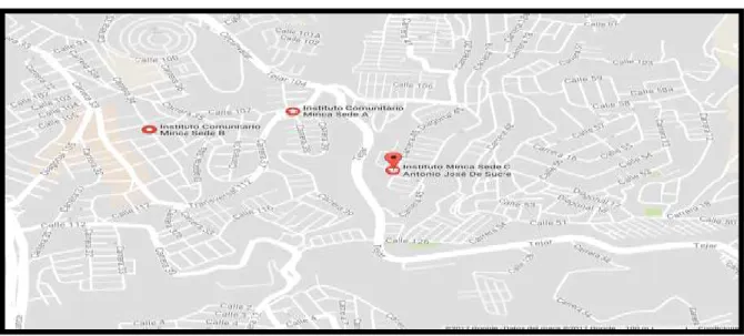 Figura 4. Mapa Sedes Instituto Comunitario Minca. 