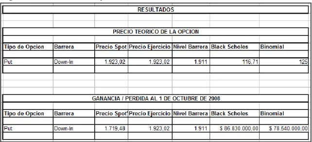 Figura 5. Valoración Opción Put Down-In 