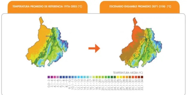 Imagen 3. Mapa de Santander Temperatura promedio. 