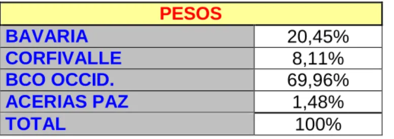 Tabla 6. Pesos por Acción 