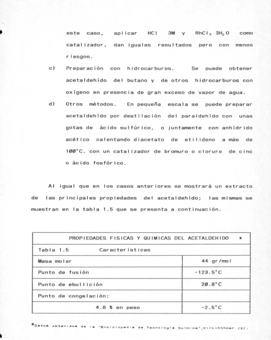 Tabla  1 . 5  Características 