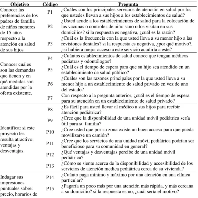 Tabla 18  Guía de Pautas 