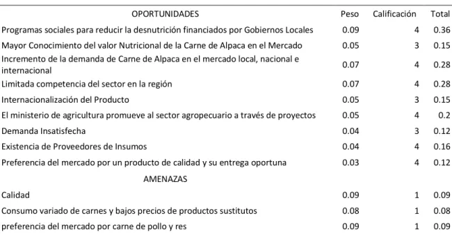Tabla 44  Matriz EFE 
