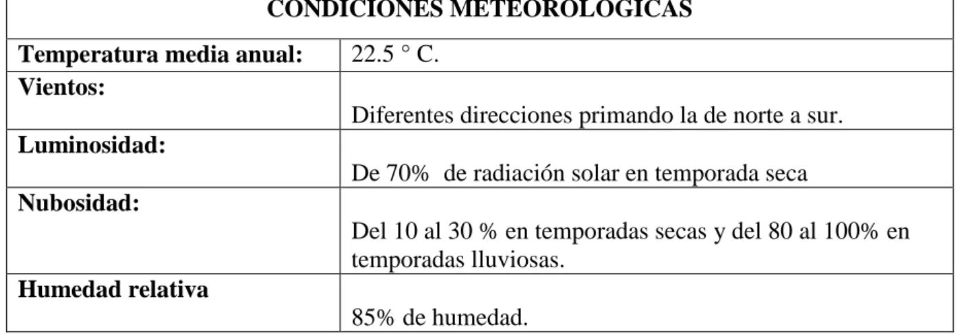 Tabla 6.  Datos de Precipitación promedios de 10 años 