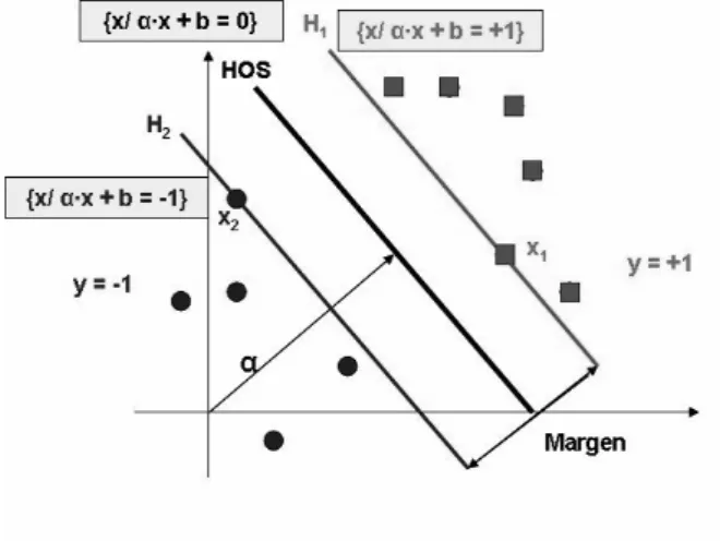 Figura 9: Hiperplanos can´ onicos de separaci´ on.