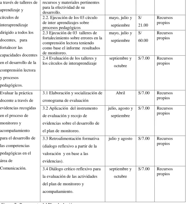 Figura 7.  Presupuesto del Plan de Acción. 