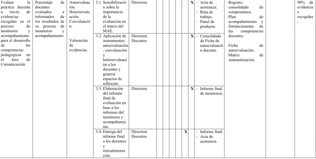 Figura 5. Matriz de monitoreo y evaluación del plan de acción. 