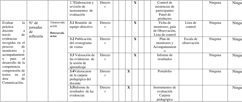 Figura 5: Matriz del Plan de monitoreo y evaluación del Plan de acción. 