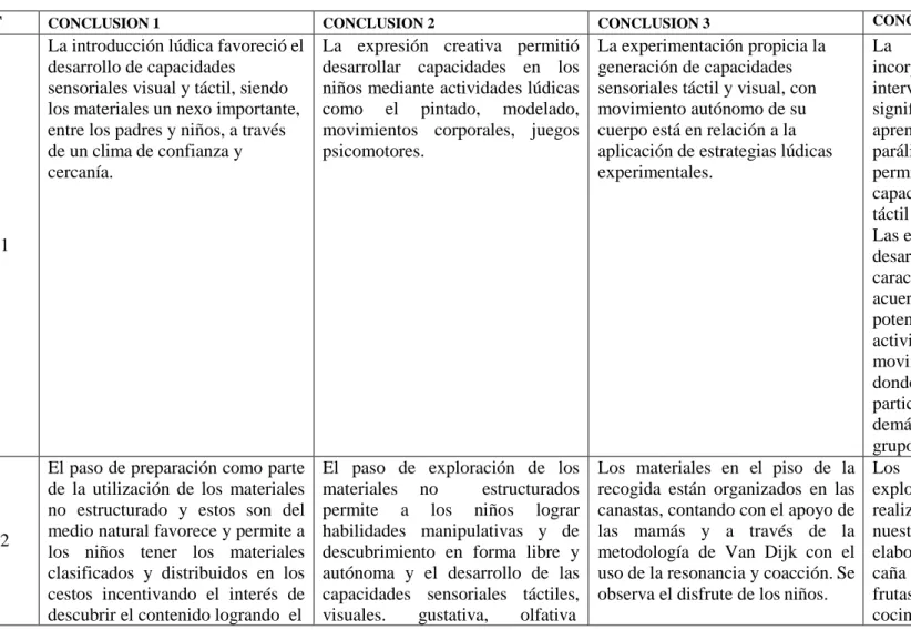 Cuadro resumen de la matriz de triangulación del PRITE “María Guadalupe” 