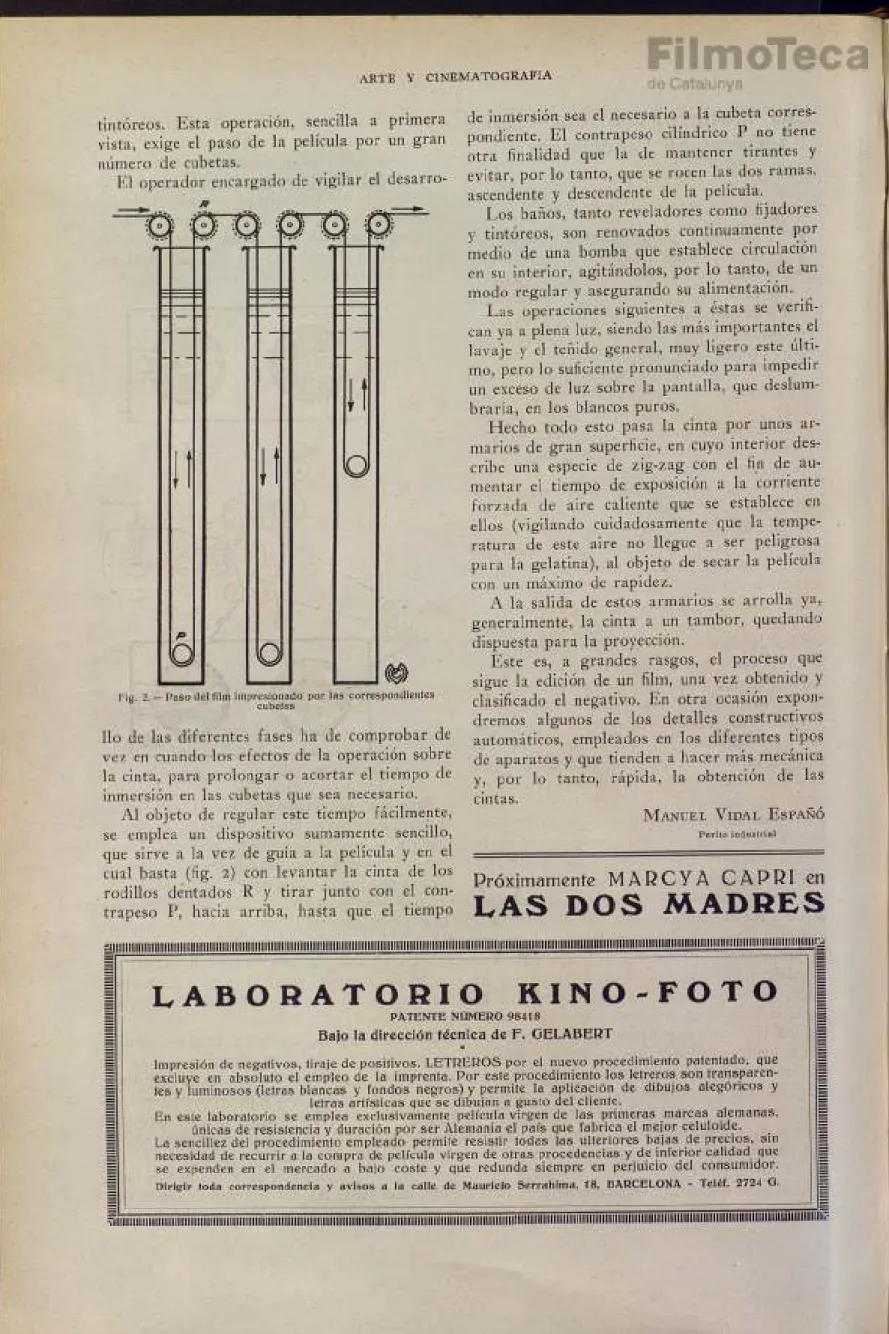 Fig. 2. _ Paso del mm Impresionado por las corraspondlenles cubetas