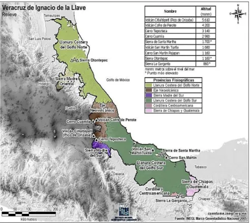 Figura 5. Mapa de Veracruz de Ignacio de la llave.  