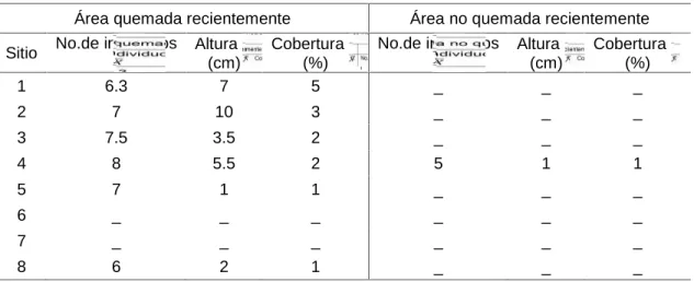 Cuadro 5. Regeneración promedio en sitios muestreados