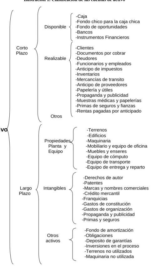 Ilustración 1. Clasificación de las cuentas de activo 