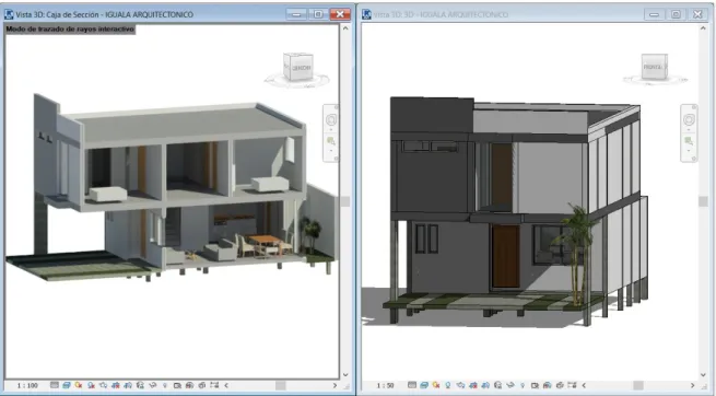 Figura 5. Modelo BIM 3D en Revit 2017. 