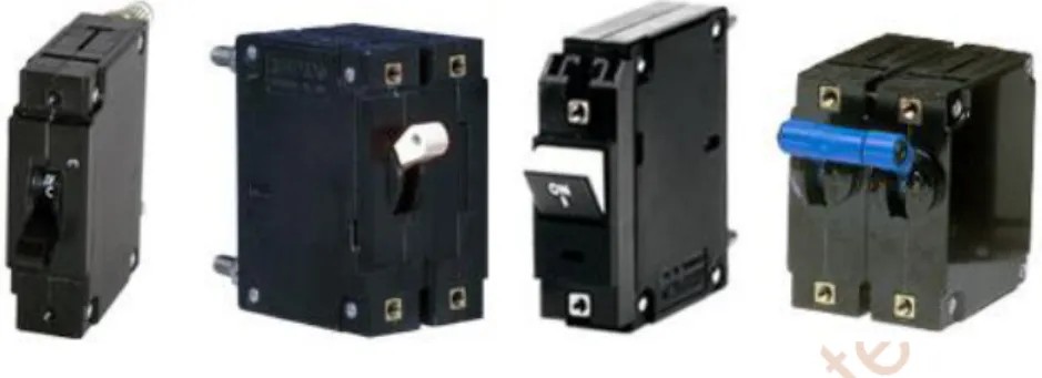 Fig. 1.1 Diferentes interruptores de corriente Airpax®. 