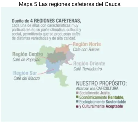 Mapa 5 Las regiones cafeteras del Cauca 