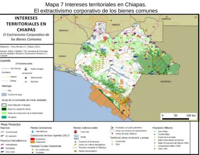 Mapa 7 Intereses territoriales en Chiapas.  