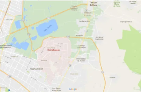 Figura 1. Ubicación del municipio de Chimalhuacán   Fuente: https://www.google.com/maps/place/Chimalhuacán 