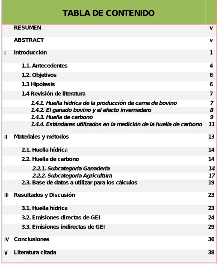 TABLA DE CONTENIDO 