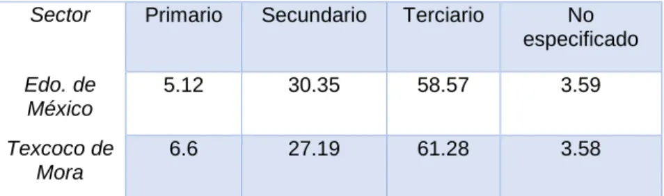 Tabla 2 Actividad por sector económico en Texcoco año 2000 