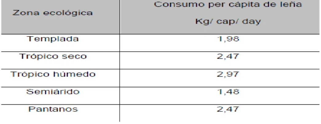 Cuadro 1. Consumo de leña en México. 