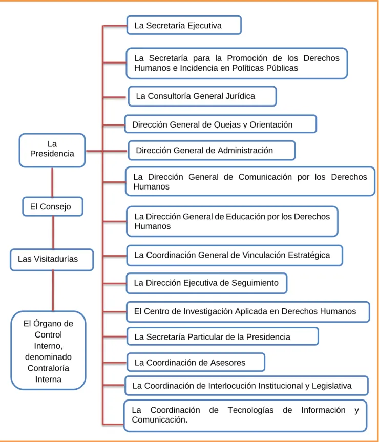Figura 8. Estructura de la CDHDF (Visitadora CDHDF, 2014). 