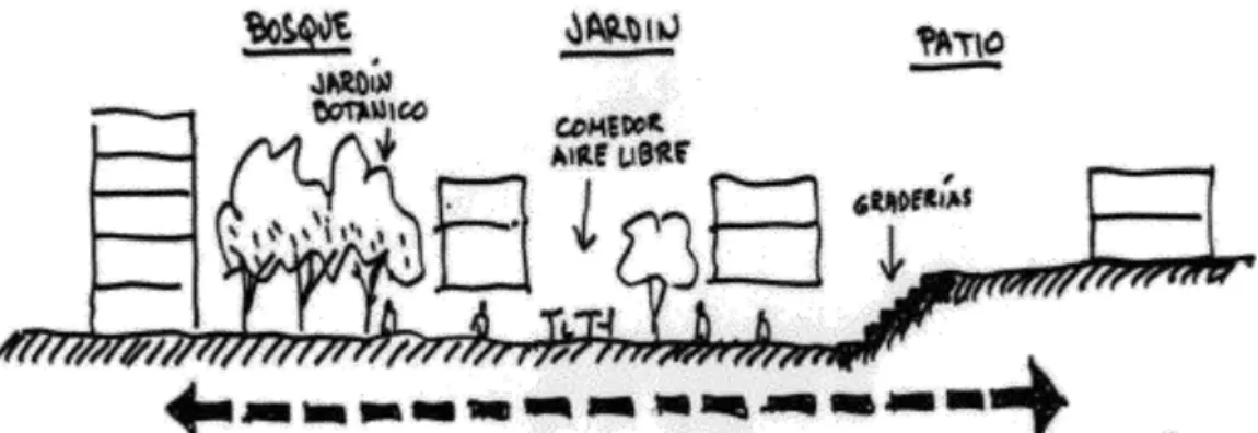 Gráfico N° 13: Buscar una relación espacial entre todos los edificios del local, viendo el proyecto  de    manera integral y unitaria (VISION HOLISTICA)