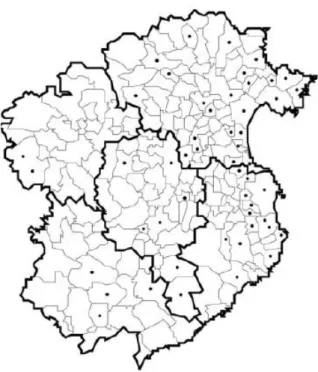 Mapa de les seccions de treball col·lectiu a la regió de Girona.  200