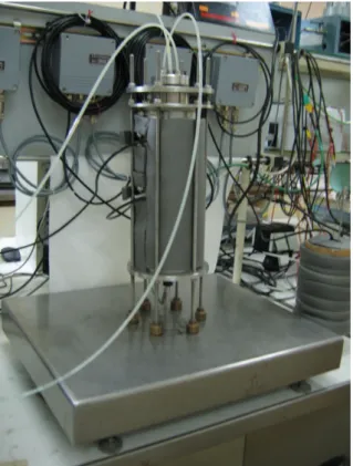 Figure 2: Experimental setup for test TBT20_2 (the cell is placed on a balance) 