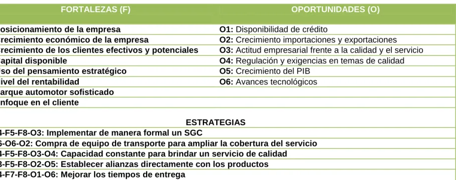 Cuadro 6. Estrategias FO