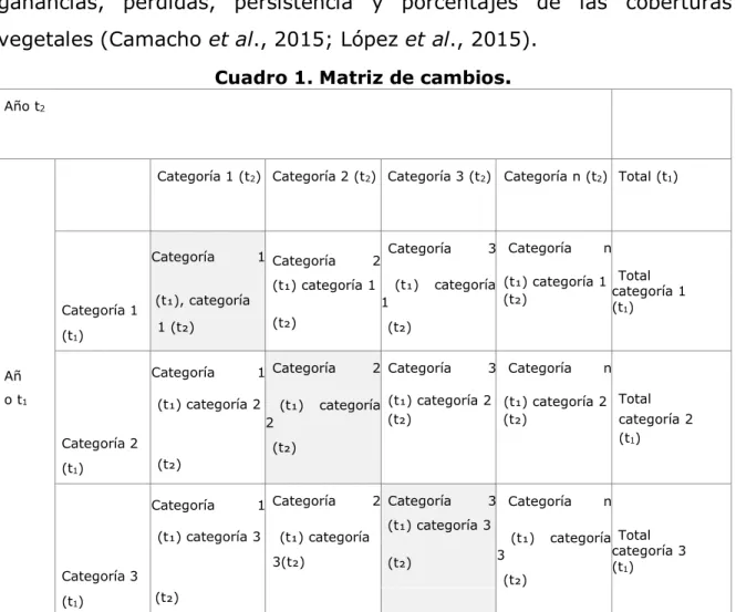 Cuadro 1. Matriz de cambios . 