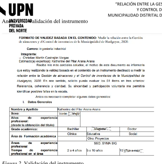 Figura 2. Validación del instrumento  