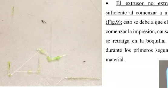 Figura II.9. Extrusión de Plástico insuficiente. 