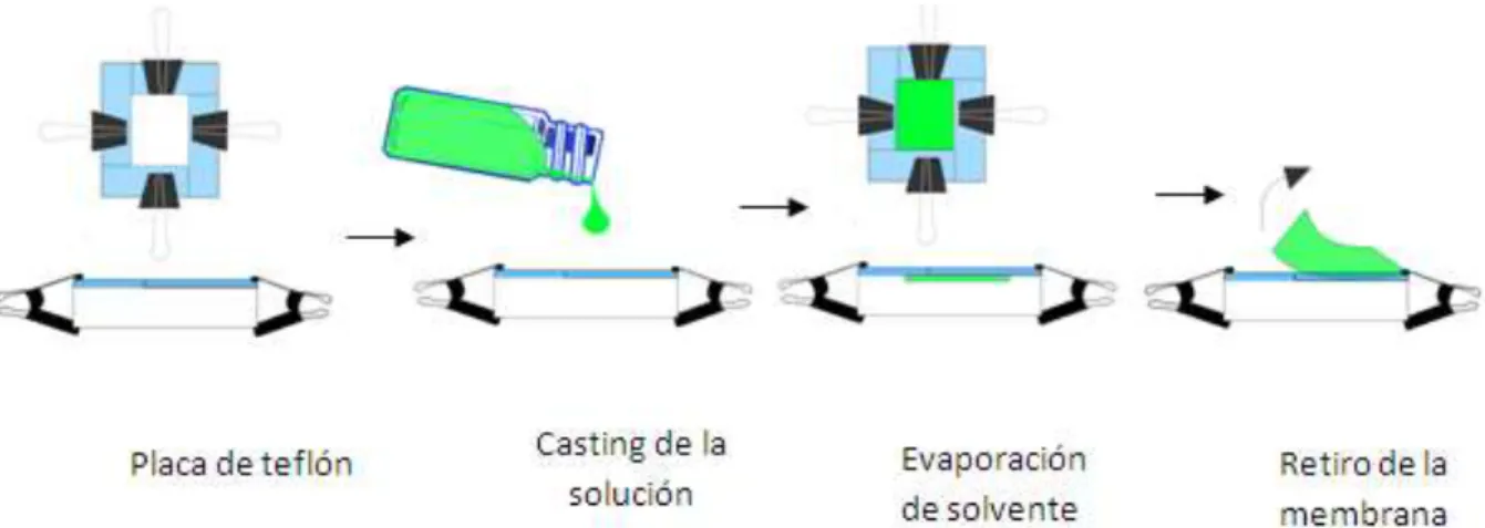 Figura 15 Técnica de casting utilizada para la formación de membranas. 