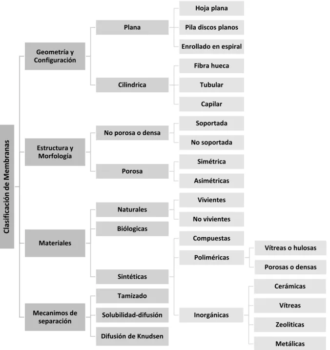 Figura 7. Clasificación de membranas  32