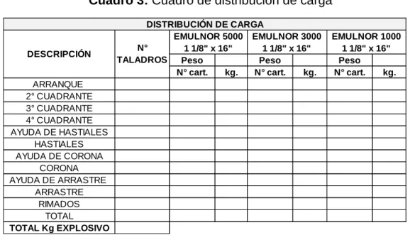 Cuadro 3: Cuadro de distribución de carga 