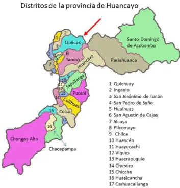 Mapa político del departamento de Junín. 